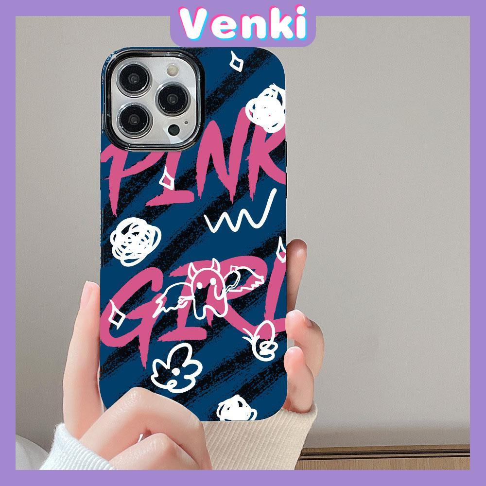 VENKI - For iPhone 11 Phone Case Black Glossy TPU Soft Case Shockproof Protection Camera Graffiti Simple English Compatible with iPhone 14 13 Pro max 12 Pro Max xr xs max 7 8 Plus