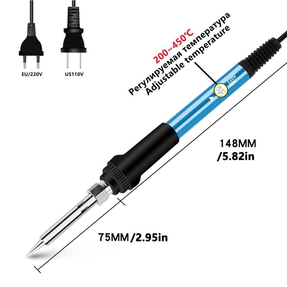 Lanfy Solder Iron Solder Aksesoris 60W Suhu Yang Dapat Disesuaikan Alat Perbaikan Las Rework Station Pensil Panas Las Listrik