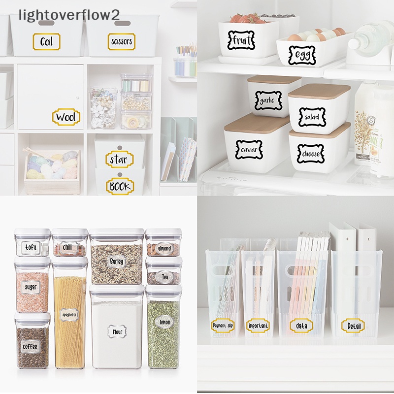 [lightoverflow2] Label Penyimpanan Toples Bumbu Stiker Hitam Tahan Air Dan Minyak Perlengkapan Dapur Label Toples Bumbu Label Stiker Anti Geser [ID]