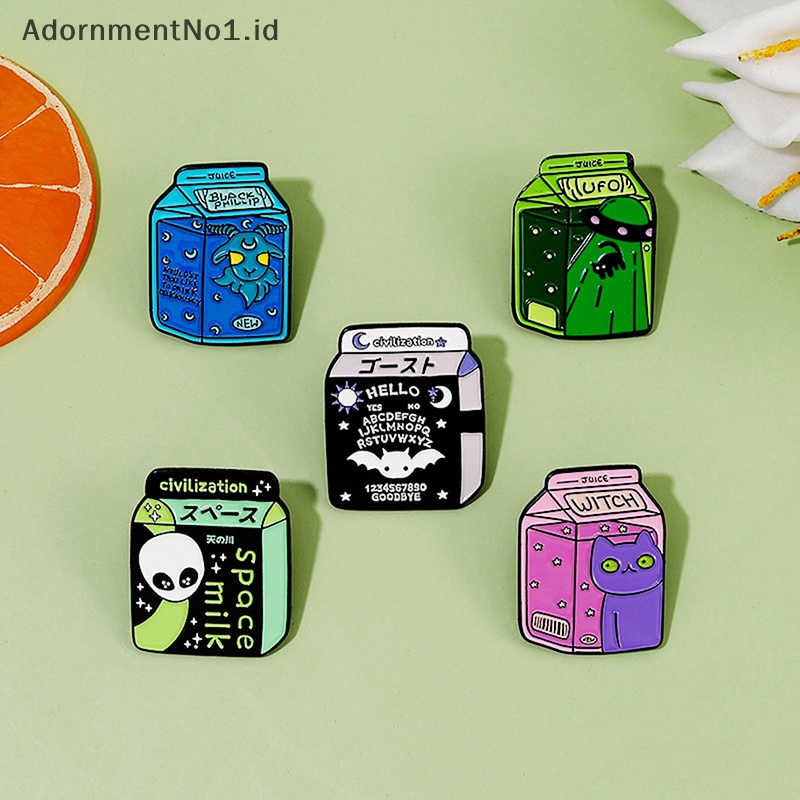 [AdornmentNo1] Pin Enamel Susu Luar Angkasa Custom Alien Penyihir Kucing Kelelawar Setan Bros Kerah Lencana Semesta Minum Perhiasan Hadiah Untuk Teman Anak [ID]