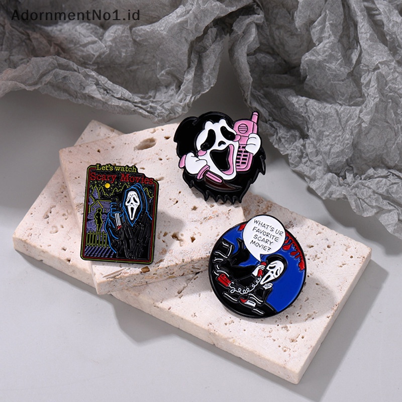 [AdornmentNo1] Fashion Berlebihan Gaya Punk Tanpa Wajah Laki-Laki Paduan Enamel Bros Kepribadian Lucu Tengkorak Dengan Lencana Pin Aksesoris Hadiah [ID]