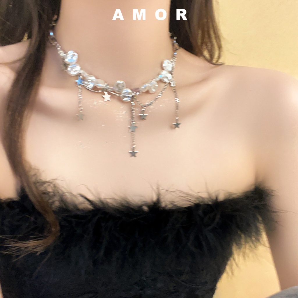 Choker Bintang Mutiara Y2K