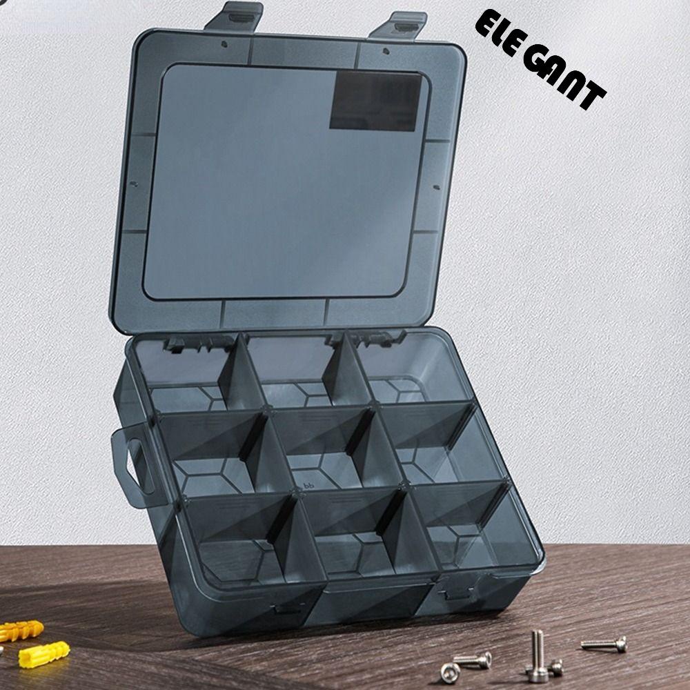 [Elegan] Kotak Penyimpanan Alat Perhiasan Aksesoris Grid Slot Sekrup Transparan Adjustable Organizer Box