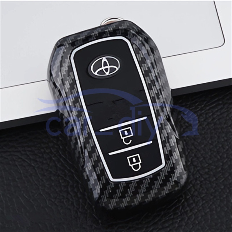 Kasus Kunci ABS Penutup Jarak Jauh Mobil Silikon Gantungan Untuk Toyota Wildlander RAV4 Prado Levin Avalon Fortuner Yaris Camry Corolla Vios Cangkang Pelindung Car Remote Key Case