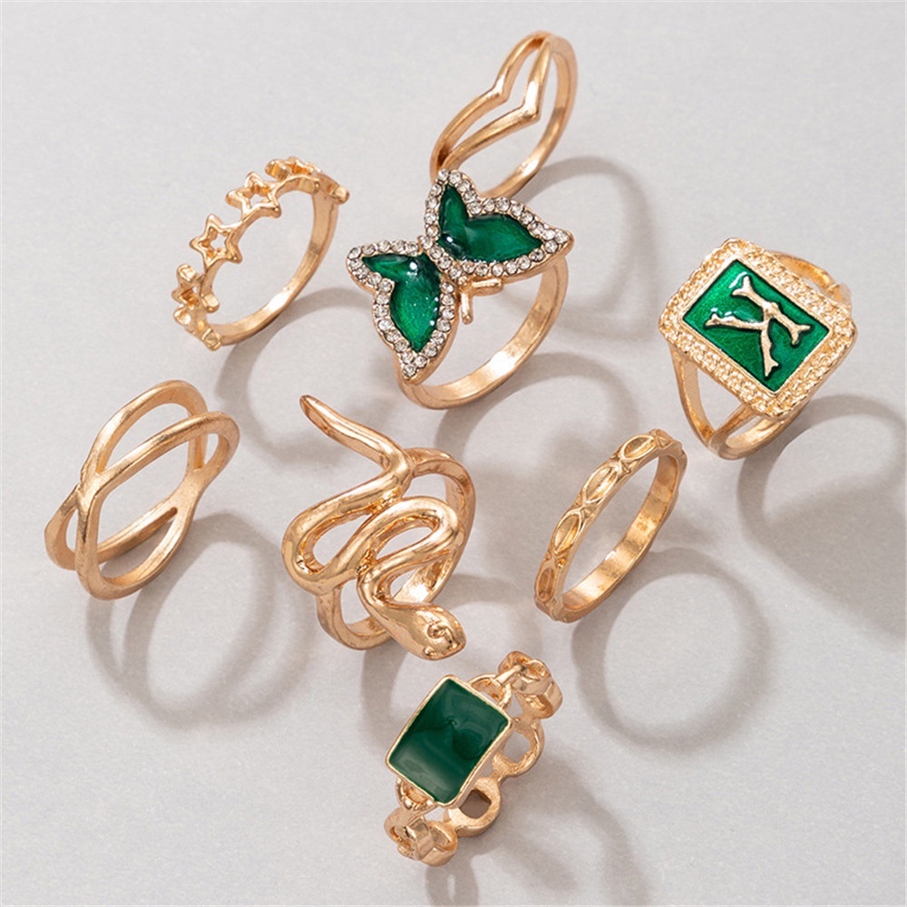 Berlian-berat Cincin Set Berlapis Emas Kristal Cinta Cincin Tidak Teratur Musim Semi Gelombang Diikat Perhiasan Gadis Seksi