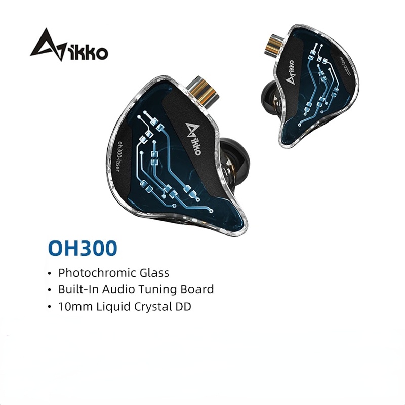 Ikko OH300 Kabel Earphone HIFI Headphone 32Ω 0.78mm Dual Pin Photochromic Glass Headset Music Earbuds In Ear Monitor