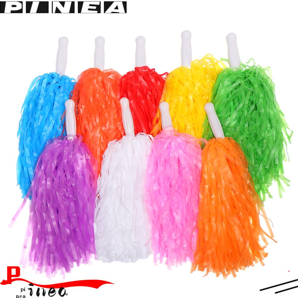 Nanas 1pasang Cheerleader Pompom Konser Fancy Double hole handle Penghias Pesta Tari