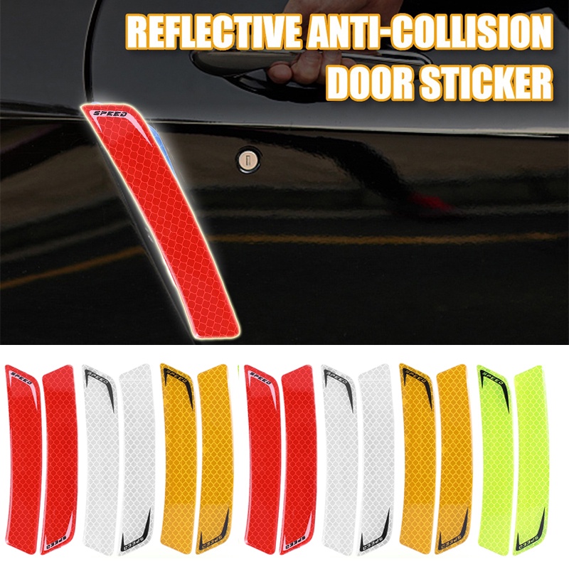 2pcs/set Kepribadian Tahan Lama PVC Pintu Mobil Kaca Spion Anti-Tabrakan Stiker/Universal DIY Perekat Diri Malam Otomotif Reflektif Dekoratif Decal Auto Safety Supplies