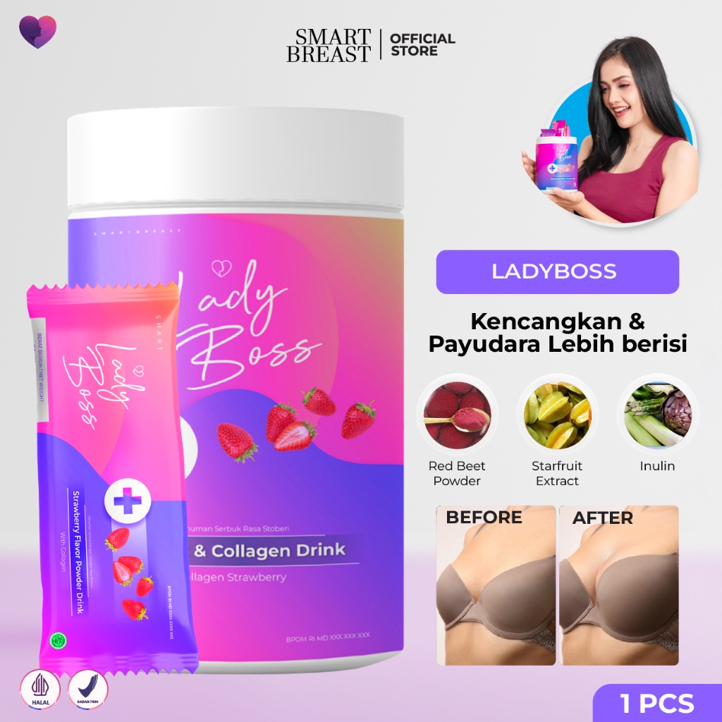 Smart Breast - Lady Boss Breast & Collagen Drink ( Suplemen Pembesar Pengencang Payudara ), Original