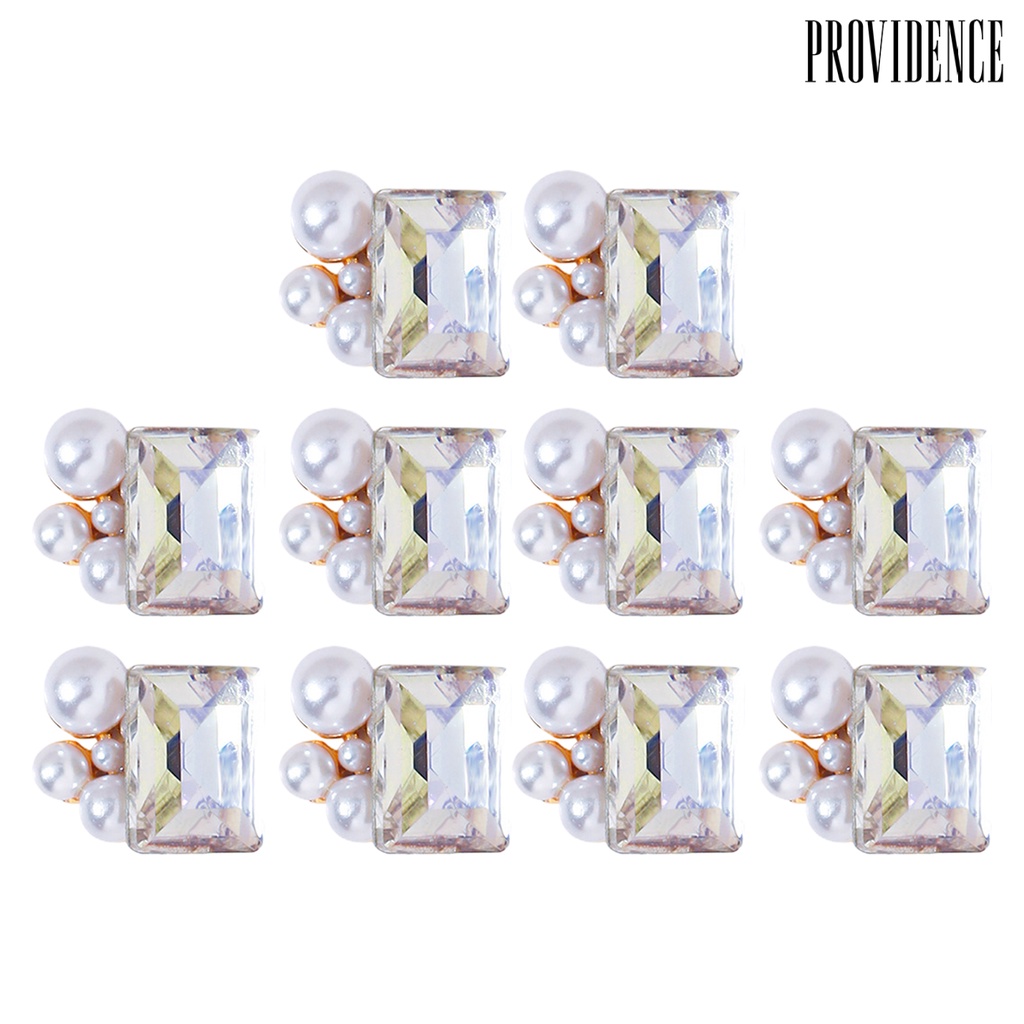 Providence 10 Pcs Kuku Berlian Imitasi Bersinar Tiga Dimensi High Gloss Glitter DIY Istana Gaya Nail Art Aksesoris Manicure Charm Nail Salon Supply