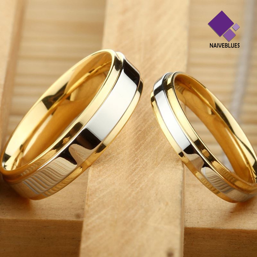 &lt; Naiveblues &gt; Pasangan Kekasih Fashion Wanita Baja Titanium Pertunangan Pernikahan Cincin Perhiasan