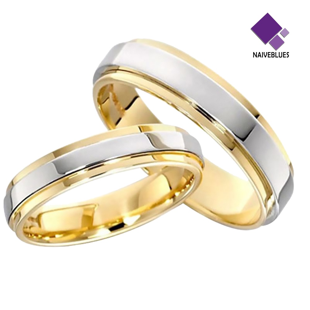 &lt; Naiveblues &gt; Pasangan Kekasih Fashion Wanita Baja Titanium Pertunangan Pernikahan Cincin Perhiasan