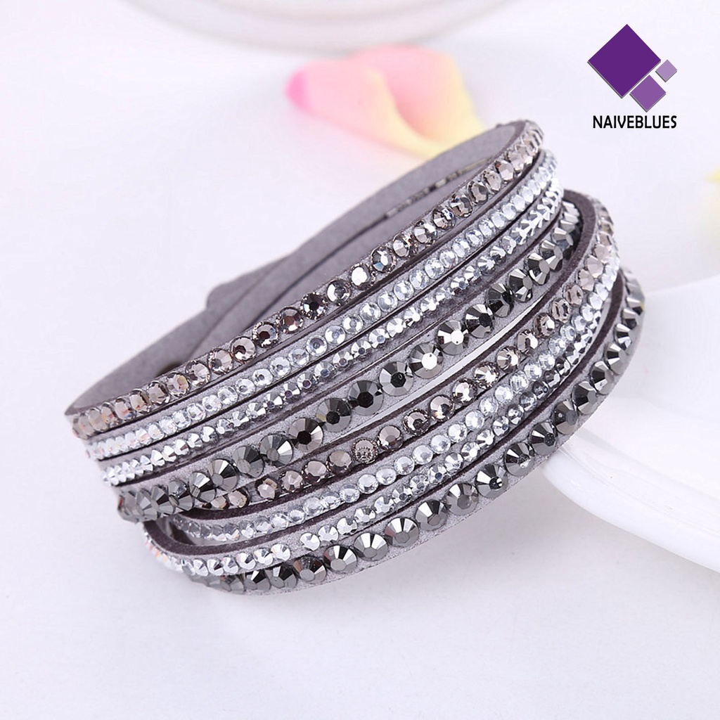 &lt; Naiveblues &gt; Wanita Gelang Multi-layer Berlian Imitasi Perhiasan Indah Bohemian Bracelet Untuk