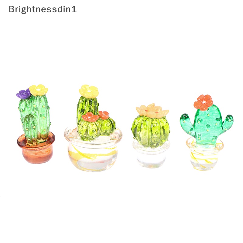 [Brightnessdin1] Ornamen Patung Kaktus Kaca Mini Decor Lucu Miniatur Desktop Craft Butik