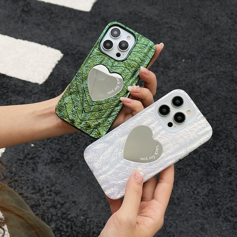 [Love Mirror] Fashion Pretty Make up Mirror Silicone Case Untuk iPhone XR XS Max11 12 13 14 Pro Max Phone Case Untuk Wanita Gadis Hadiah Silver Ungu