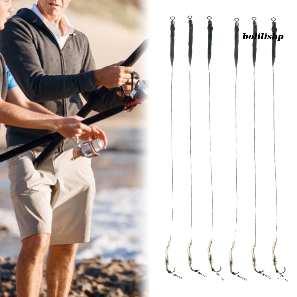 Bo-6pcs/set Pengait Rig Pancing Tajam Kekuatan Tinggi Bebas Kusut Penembus Yang Baik Dengan Casing Nilon Kuat Kuda Ikan Gurame Rig Rambut Terminal Tackle Untuk Angling