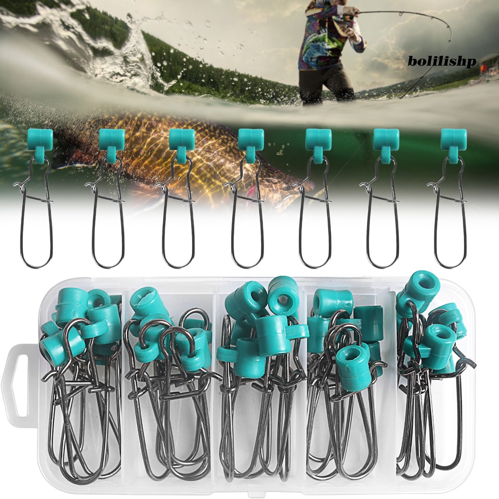 Bo-25pcs/set Memancing Putar Stabilitas Tinggi Kekuatan Tahan Korosi Tahan Aus Aksesoris Memancing Ujung Bulat Ringan Stainless Steel Memancing Snap Swivel