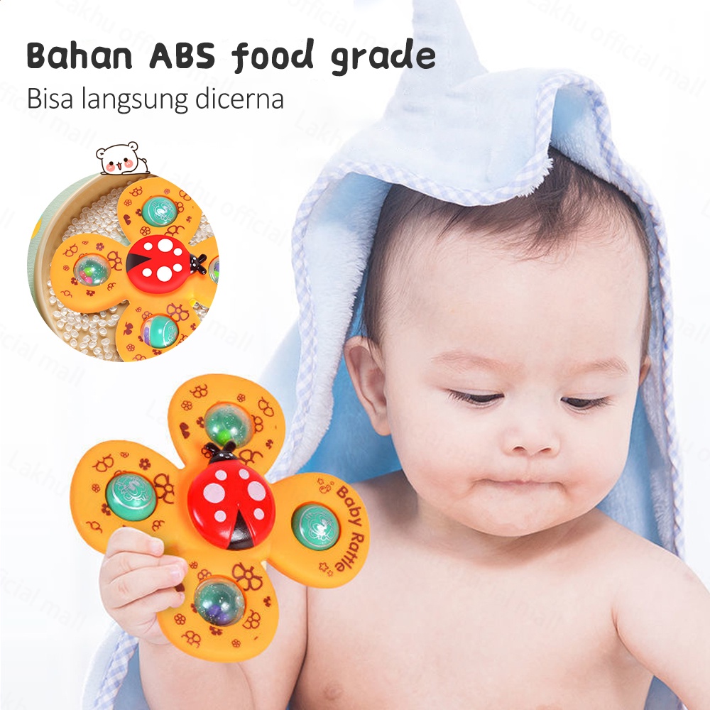 Lakhu 3 In 1 Fidget Spinner Baby Mainan Spinner Bayi IQ Angel Fidget Rattle Teether