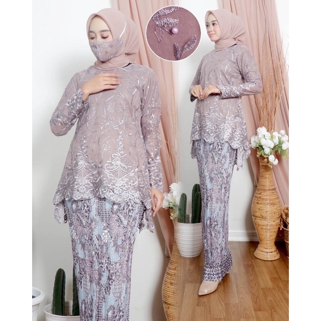 Setelan Kabaya Tulle Blouse Rinjani Kebaya Wisuda Baju Kebaya Modern Kebaya Brukat