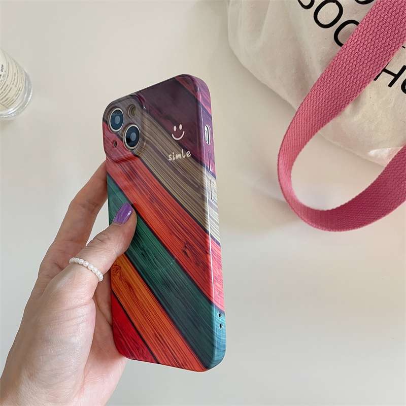 IPHONE Casing Pelindung Gaya Jalan Vintage Bermotif Cocok Untuk Iphone14 13 12 11 Pro Max All Inclusive Rainbow Casing Ponsel Silikon