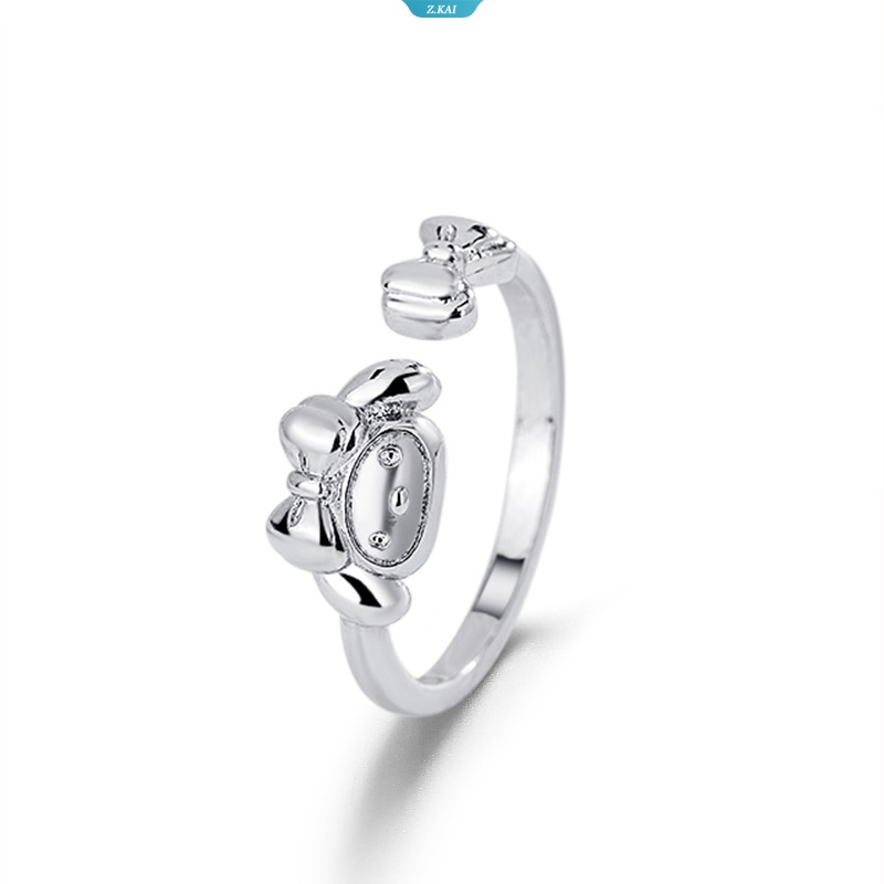 Kawaii Sanrio My Melody Rose Flower Rings Kartun Hewan Fashion Perhiasan Aksesoris Anime Gadis Hadiah Mainan Jari Desain Yang Dapat Disesuaikan Pasangan Pacar Hadiah [ZK]