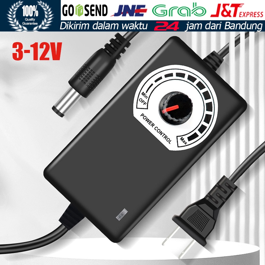3-12V2A Adjustable Adaptor Untuk Blower Kipas Angin / Power Supply Display Voltmeter