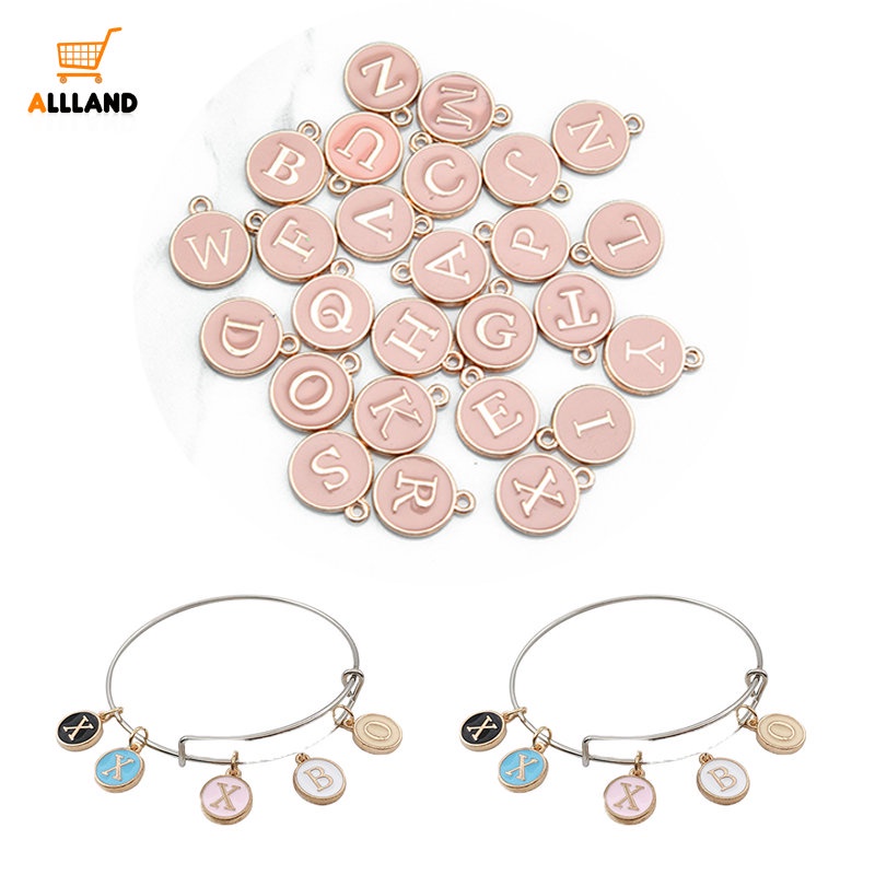 Liontin Alloy Alfabet Inggris/Charms Enamel Liontin Inisial Untuk Perhiasan/Membuat Anting Gelang Handmade DIY