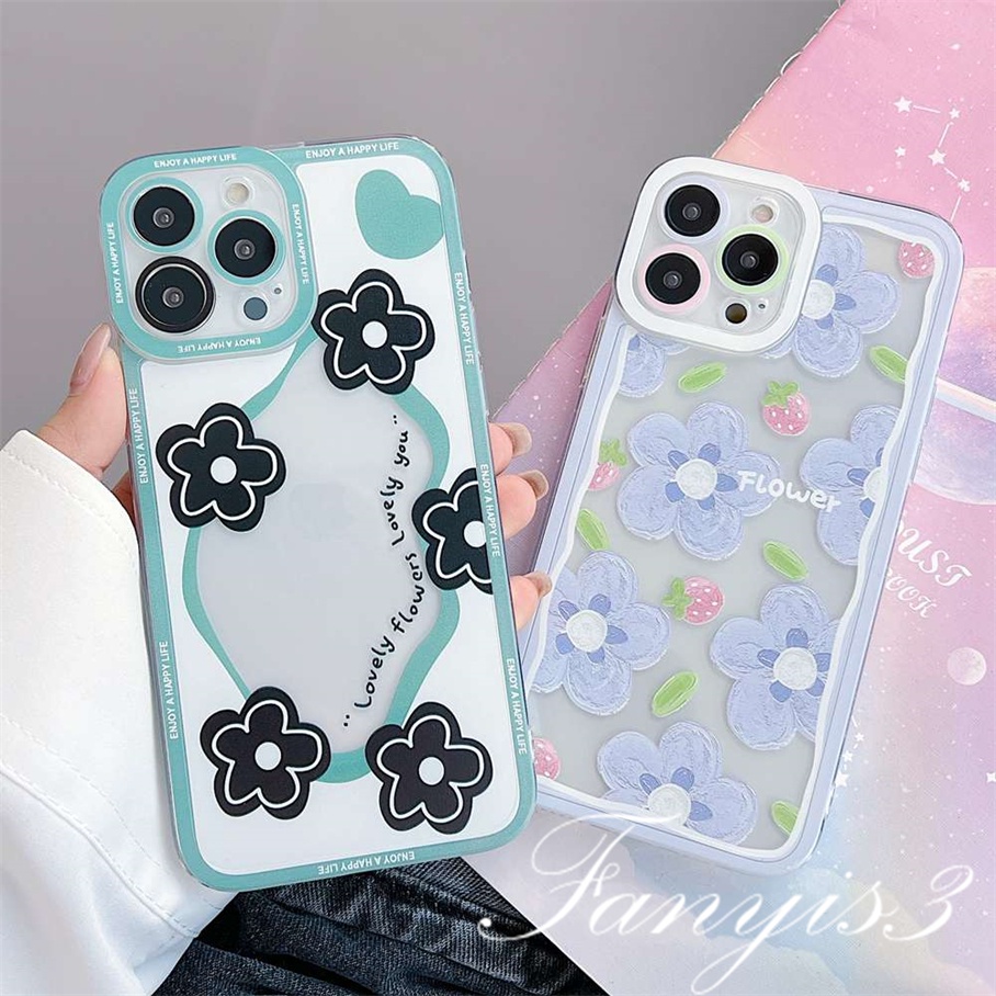 Vivo Y02 Y16 Y35 Y02s V25 V25e Y15A Y15S Y01 Y21 Y21s Y20 Y20s Y12s Y17 Y15 Y11 Y12 Y1s Y91C Y20i S1Pro Y95 Y51 Y31 V25Pro V23e V21 Bunga Strawberry Casing Ponsel TPU Soft Cover
