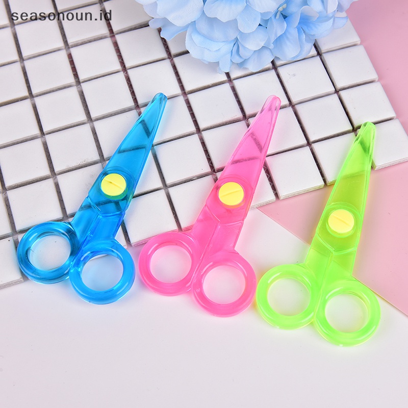 Seasonoun Quality Safety scissors Paper cutg Gunting Plastik Mainan handmade Anak.