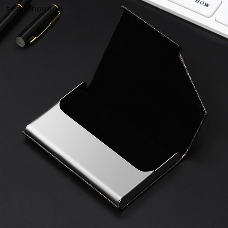 Seasonoun Case Kartu Nama Kreatif Stainless Steel Aluminium Holder Metal Box Cover.