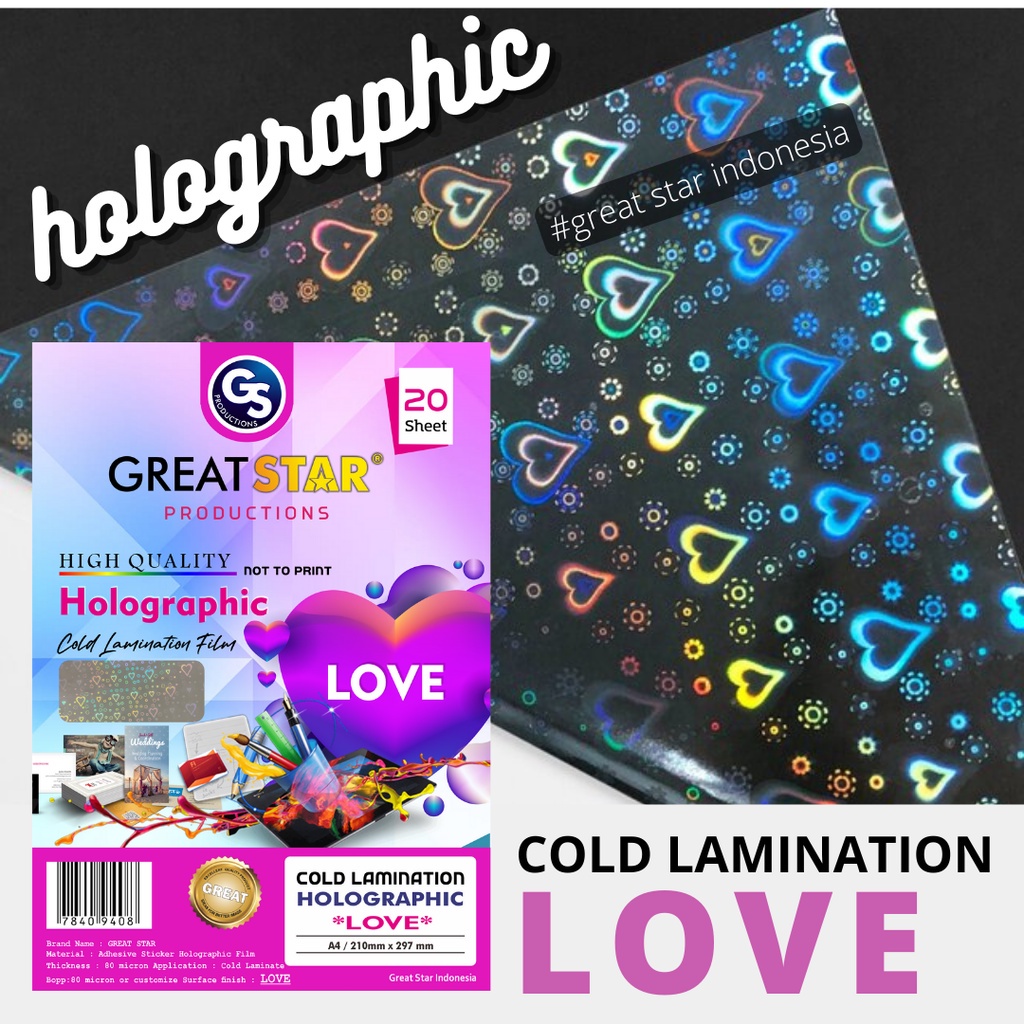 

Cold Lamination Film Holographic Love A4/20