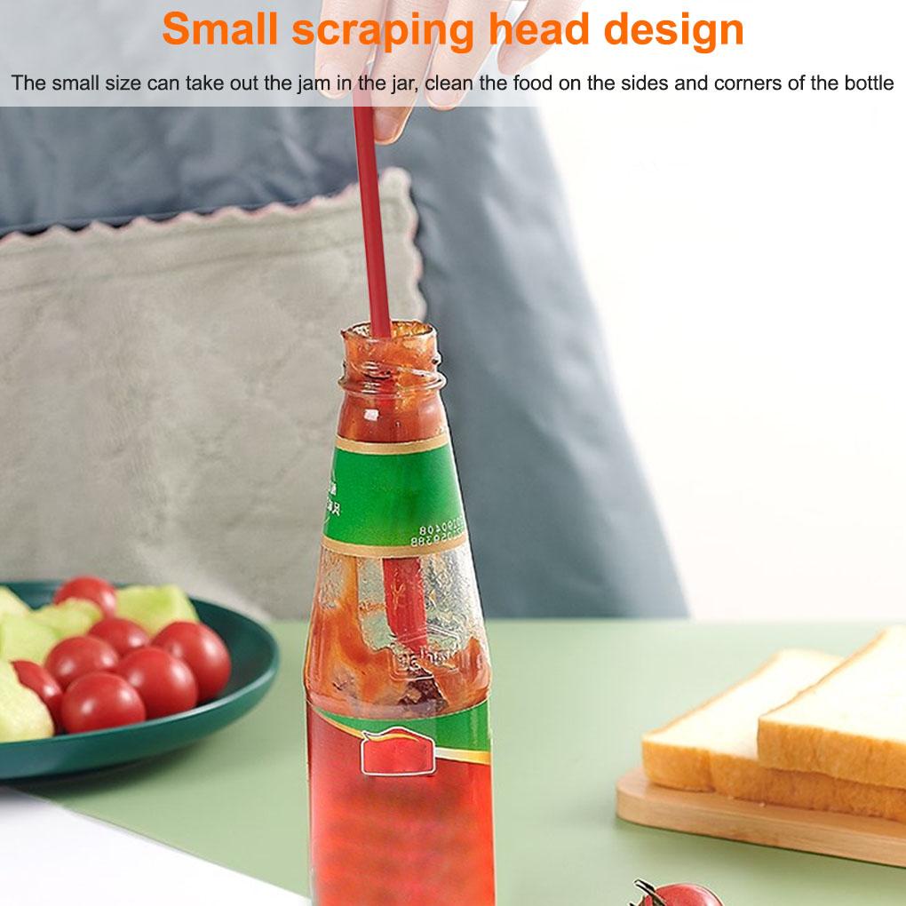 3pcs Spatula Silikon 2kepala Scraper Botol Selai Panjang Peralatan Kue Dapur