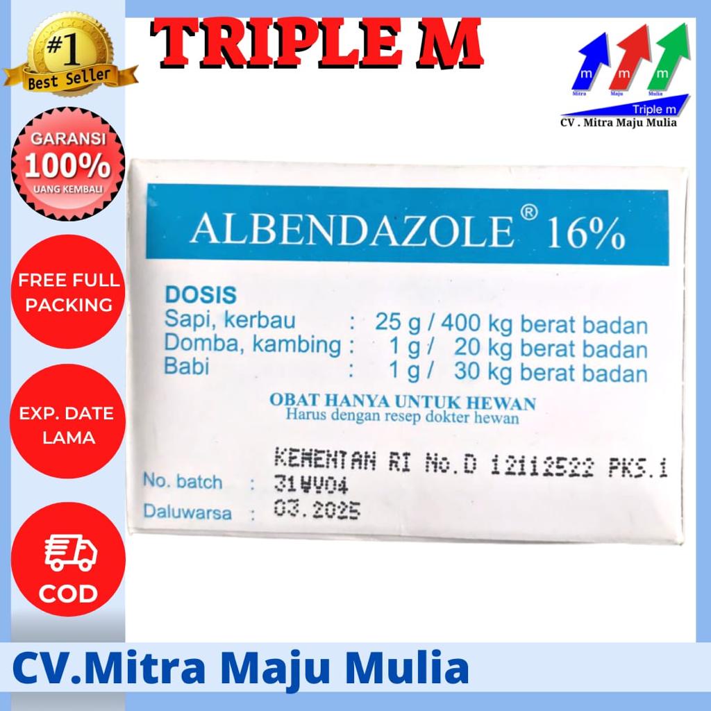 albendazole 16% - Obat Cacing Hewan Serbuk TRIPLE M