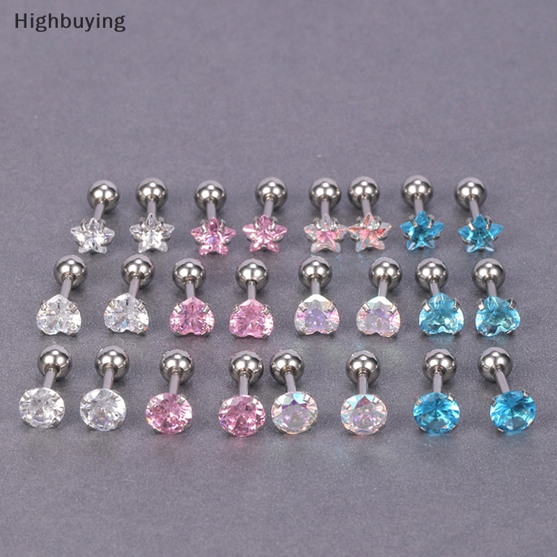 Hbid 1pasang 4mm Multicolor Kristal Stud Anting Untuk Wanita Telinga Tulang Kuku Tulang Rawan Anting-Anting Spiral Stud Earrings Tubuh Perhiasan Hadiah Glory