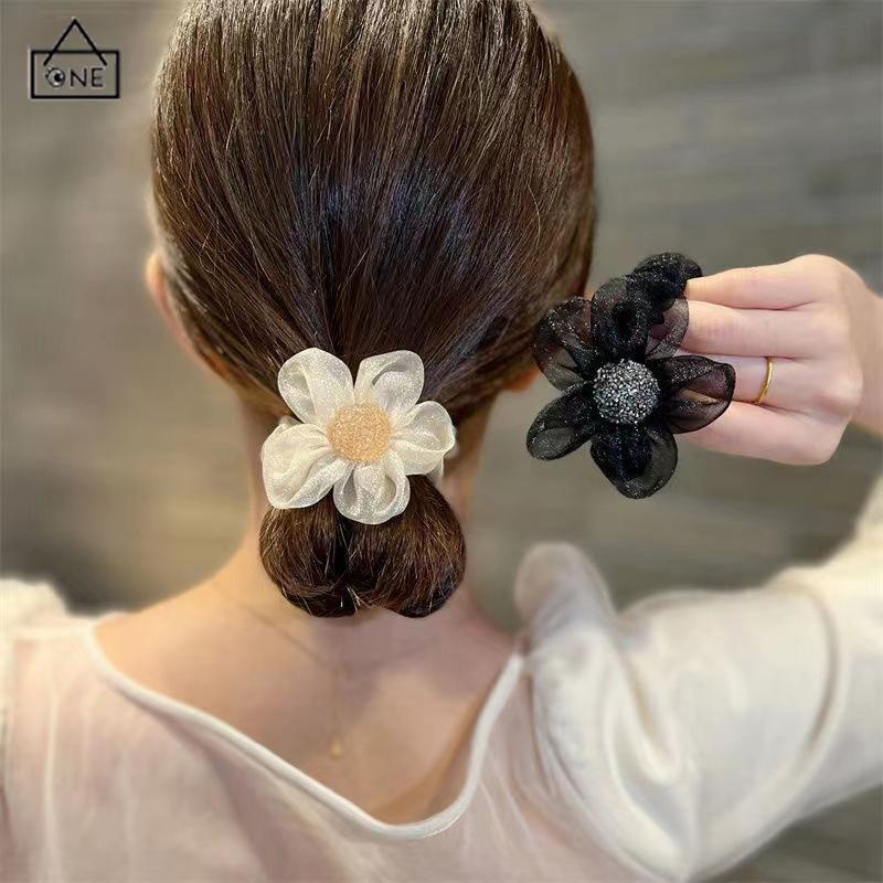 COD❤️Ikat Rambut Scrunchie Korea Perempuan Model Bunga Daisy Aksesoris Wanita-A.one