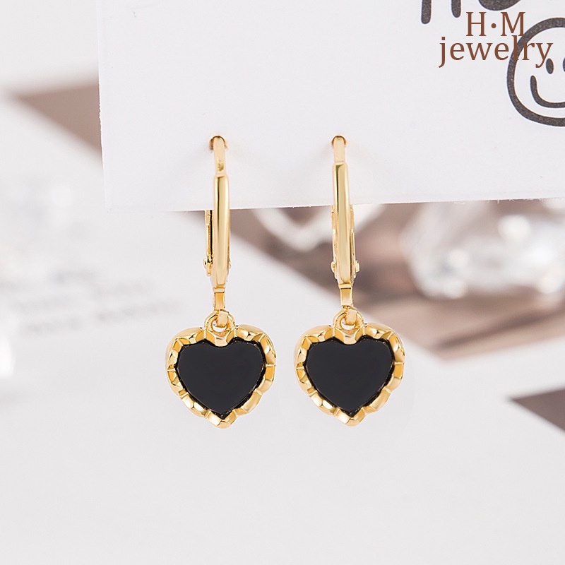 S925 Perak Retro Hitam Indah Anting Cahaya Mewah Bermutu Tinggi Anting-Anting