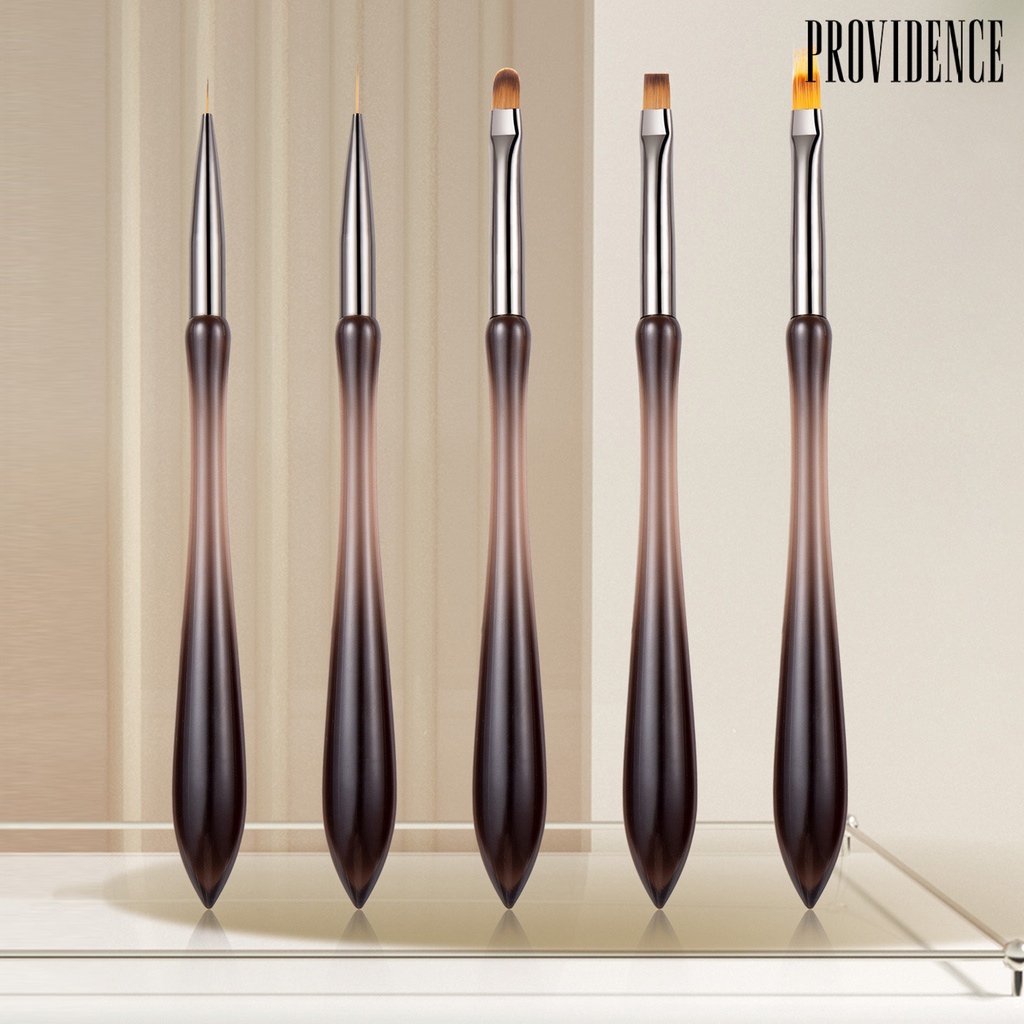 Providence 5Pcs Nail Art Brushes Bulu Lembut Pegangan Ergonomis Dapat Digunakan Kembali Tidak Menggeser Beberapa Bentuk Ujung UV Gel Ekstensi Tukang Kuas Lukisan Pena Kuku Perlengkapan Kuku