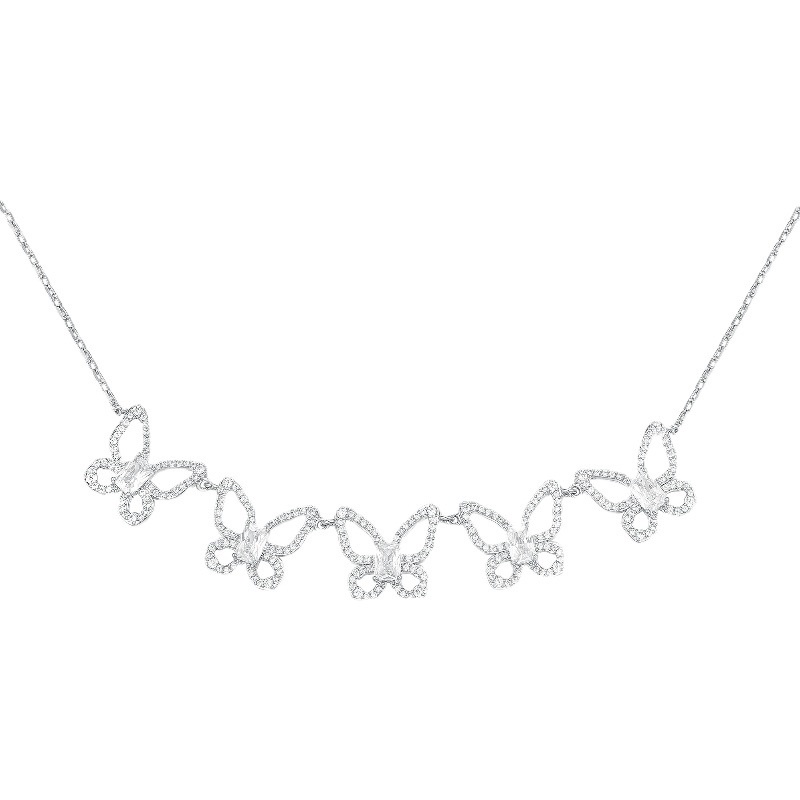 Goldkingdom Aksesoris Perhiasan Fashion Ready Stock Kalung Kupu-Kupu Mewah Ringan Baru Briliant Anting Ekstra Panjang Dengan Berlian Dalam Perak Sterling