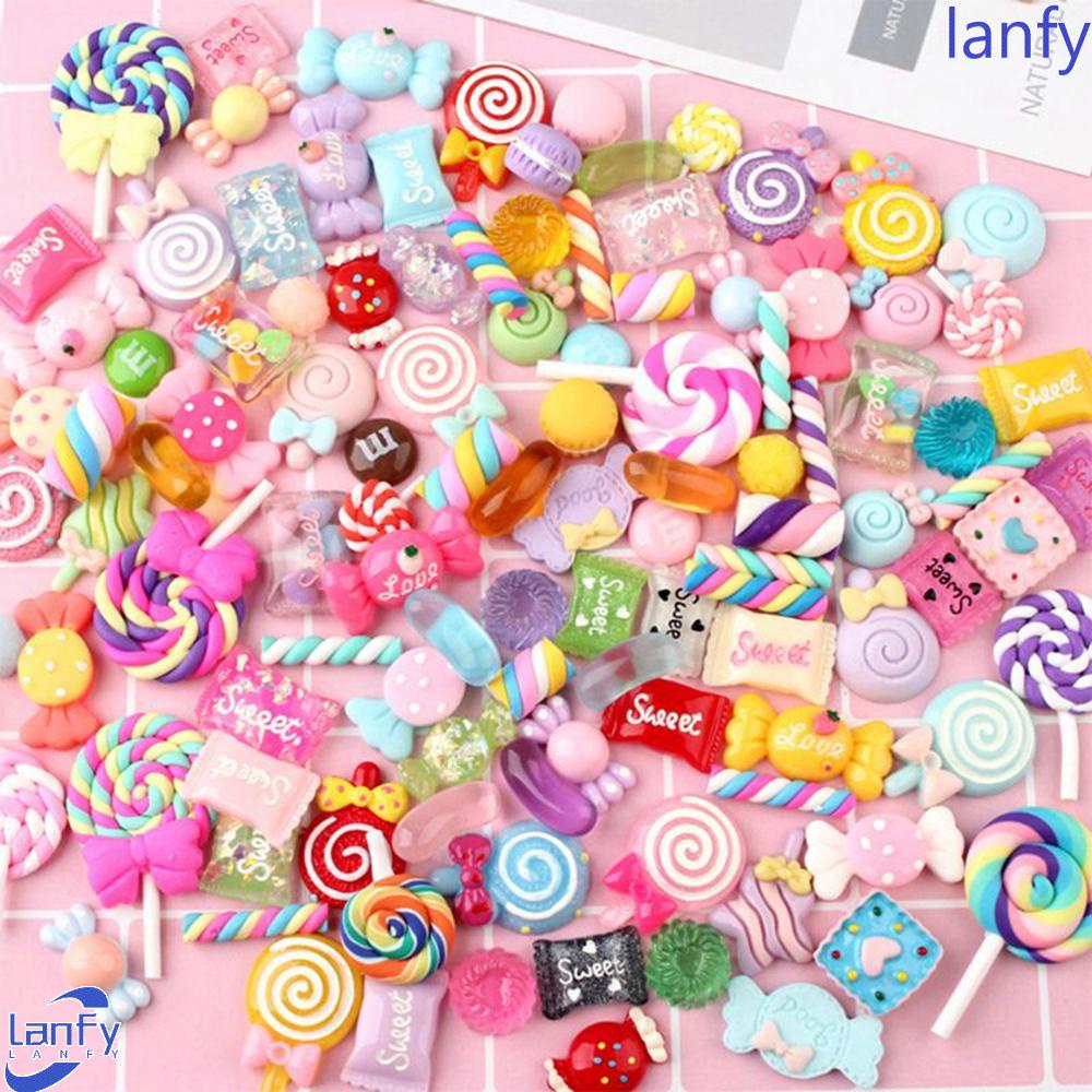Lanfy slime charms Kartun 30 /60 /90Pcs Untuk Jepit Rambut Gantungan Kunci croc Aksesoris kawaii Permen Pesona scrapbooking Perlengkapan