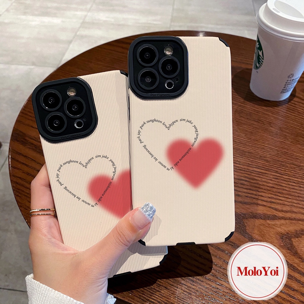 Casing Ponsel Silikon Cinta Hati Sederhana Tahan Guncangan Untuk iPhone XR XS X Max8 7 Plus 11 13 12 14 Pro Max 7Plus Tekstur Kulit Mewah Lembut Tpu Penutup Belakang