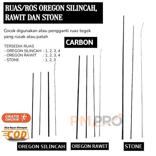 Ruas Ros Joran Pancing Tegek Kuat Kaku Bahan Dari Carbon Oregon Silincah Rawit Stone 1 2 3 4 Asli Sp