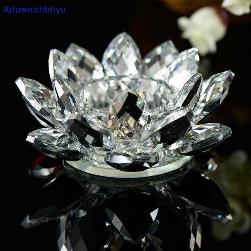 Adhyu 60mm Kristal Lotus Bunga Kerajinan Kaca Fengshui Ornamen Patung Hadiah ID