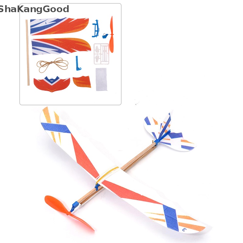 Karet Gelang Selip Elastis Bertenaga Pesawat Glider Flying Plane Pesawat DIY Mainan Anak SKK