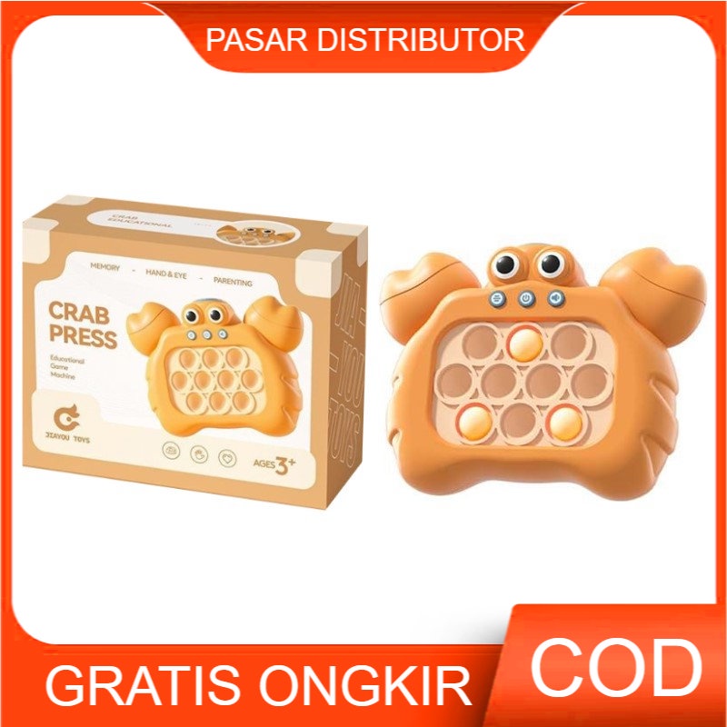 Mainan Anak CRAB PRESS Pop it Push Bubble Fidget Toys pop it Game Anak Pop it Push Press Pop It Finger Pres Elektronik Push Bubble Game Challenge Fidget Toys Mesin Lampu LED Anti Stres