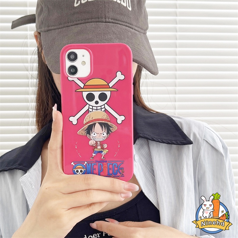 IPHONE Casing Kompatibel Untuk Iphone14 13 12 11 Pro Max X Xr Xs Max8 7 6 6s Plus SE 2020 Anime One Piece Luffy Phone Case Pelindung Lensa Dua Sisi Shockproof Silikon Halus Soft Case