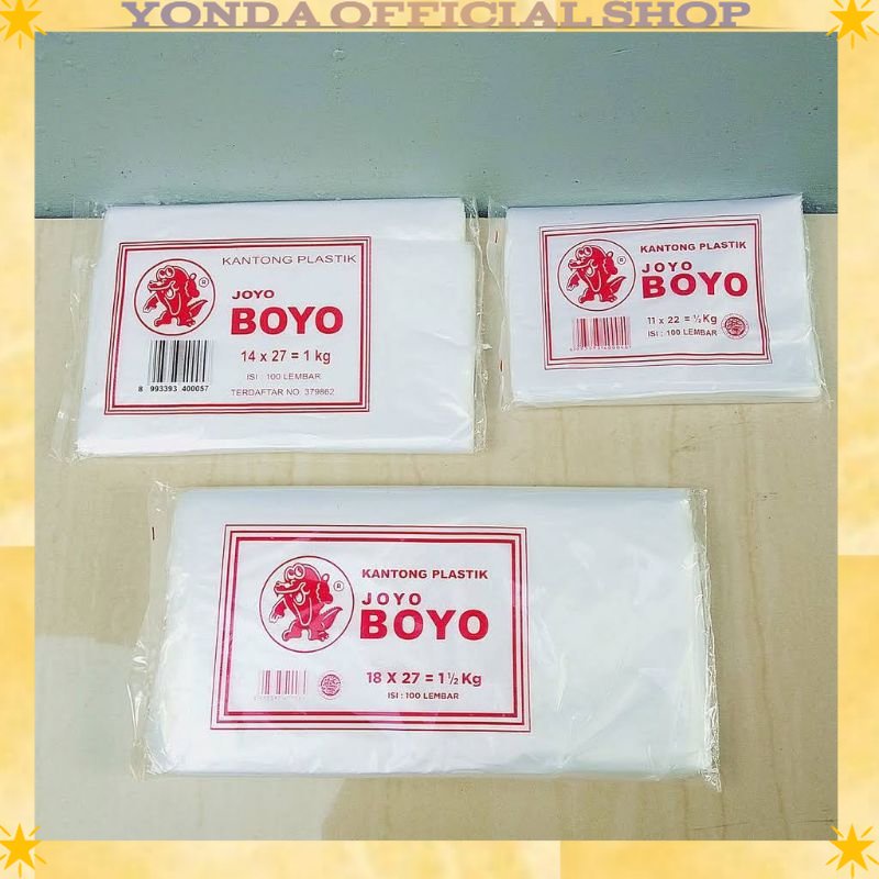 Y1401 - Plastik BOYO ukuran - 10×17(1/4kg) - 12×24(1/2kg) - 15×27(1kg)
