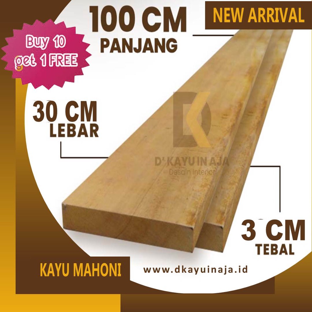 Papan Kayu Mahoni Ukuran Tebal 3cm Lebar 30cm Panjang 100cm