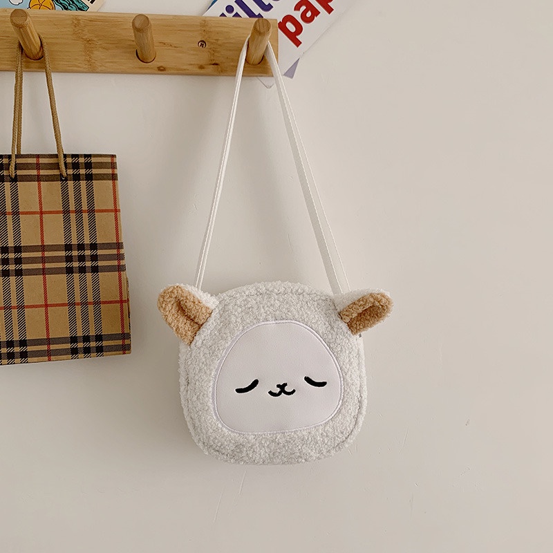 TAS ANAK SELEMPANG KIYOWO KOREA MINI LUCU Tas Anak Perempuan Doggie Bear Animal Cute Bahan Bulu Bludru Terjangkau Plush Fluffy Fur Sling Bag Wanita Tas Kasual Korean Style