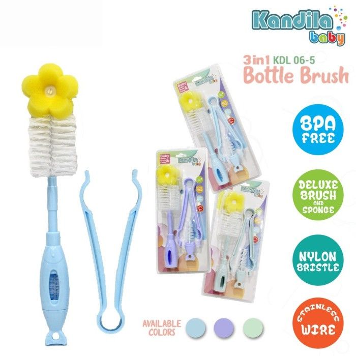 KANDILA BABY BOTTLE BRUSH 3IN1 KDL 06-5 / Sikat Botol Kandila 3in1/Sikat Botol Sponge 3in1 Kandila Baby
