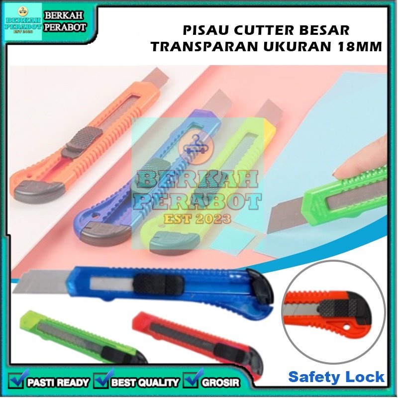 

[BPB] PISAU CUTTER ALAT POTONG KERTAS WARNA WARNI TRANSPARAN BESAR SUPER TAJAM UKURAN 18 MM